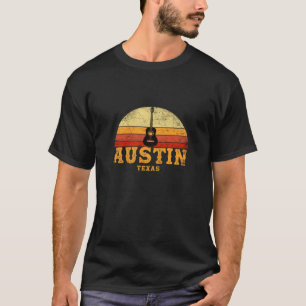 Austin Texas Retro Guitar Funny Guitarist Urlaub T-Shirt
