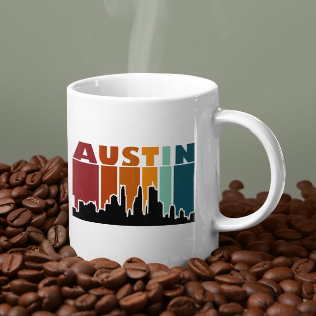 Austin Texas Retro Sunset Cityscape Kaffeetasse (austin texas retro vintage sunset coffee mug)