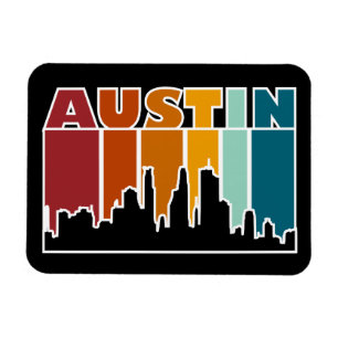 Austin Texas Retro Sunset Cityscape Magnet