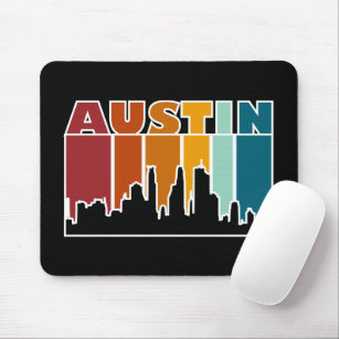 Austin Texas Retro Sunset Cityscape Mousepad