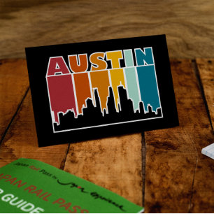 Austin Texas Retro Sunset Cityscape Postkarte