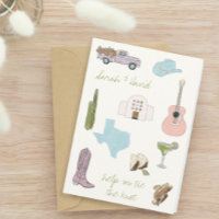 Austin, Texas Save the Date mit Zeichnungen