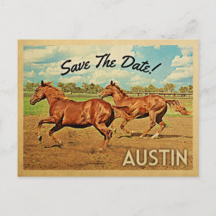 Austin Texas Save the Date Pferde Ankündigungspostkarte