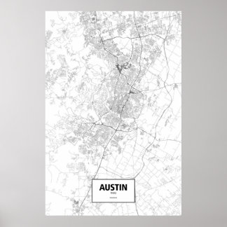 Austin, Texas (schwarz auf weiß) Poster