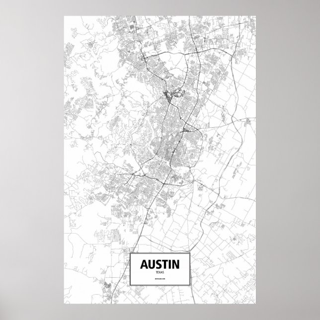 Austin, Texas (schwarz auf weiß) Poster (Vorne)