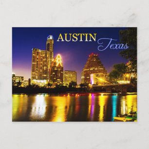 Austin, Texas Skyline bei Nacht Postkarte