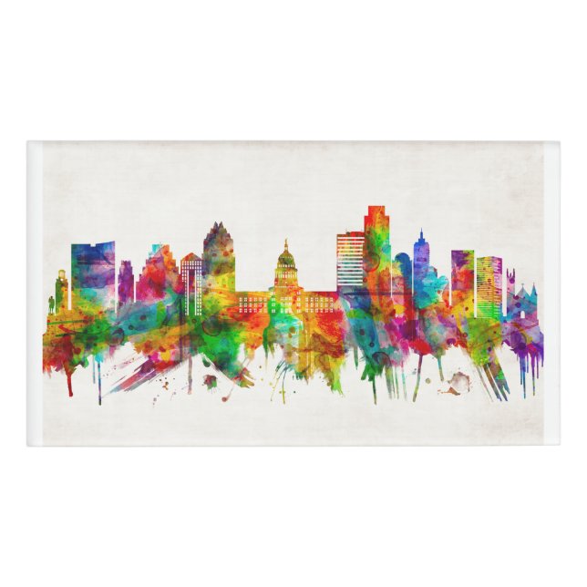 Austin Texas Skyline Namenschild (Vorderseite)