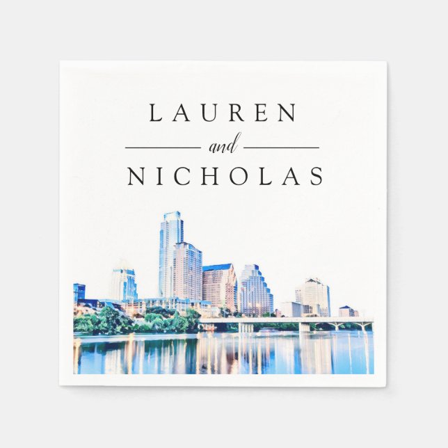 Austin Texas Skyline Personalisiert Wedding Napkin Serviette (Vorderseite)