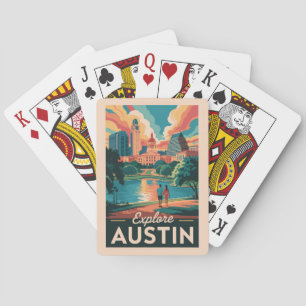 Austin Texas Skyline Reise Kunst Vintage Spielkarten