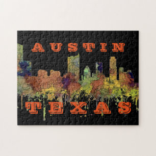 Austin, Texas-Skyline - Safari-Büffelleder Puzzle