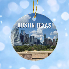 Austin Texas Skyline Souvenir Christmas Keramik Ornament