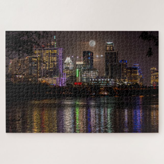 Austin, Texas Skyline Vollmond Puzzle (Horizontal)