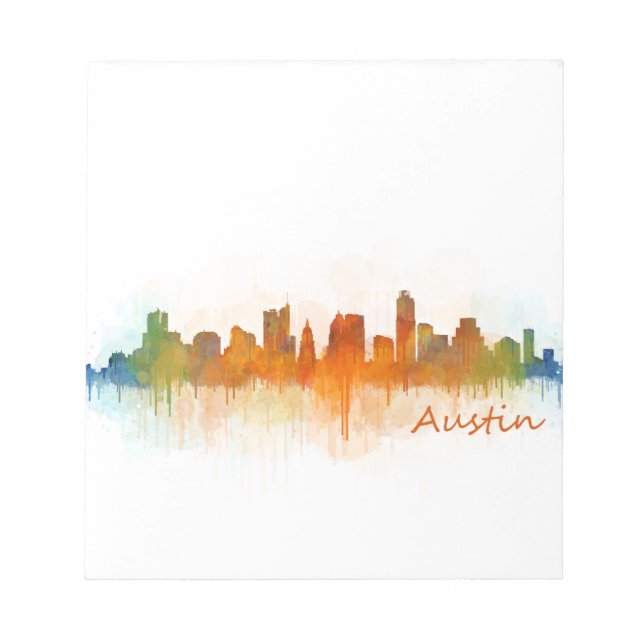 Austin Texas skyline Watercolor v3 Notizblock (Vorderseite)