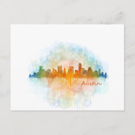 Austin Texas skyline watercolor v4 Postkarte