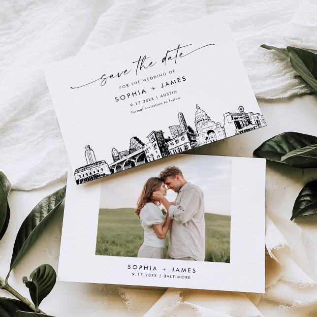 Austin, Texas Skyline Wedding Save the Date Card Einladung (Von Creator hochgeladen)