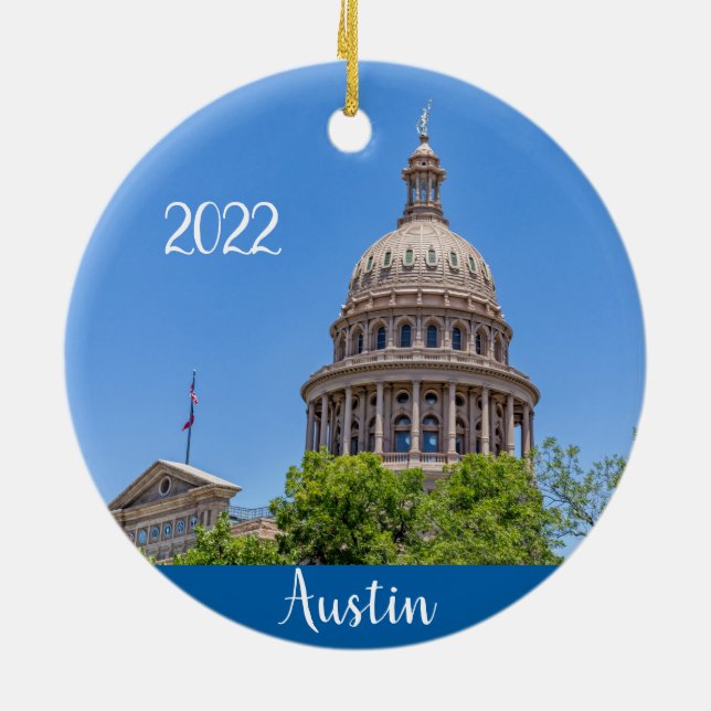 Austin, Texas Staat Hauptstadt Keramik Ornament (Hinten)