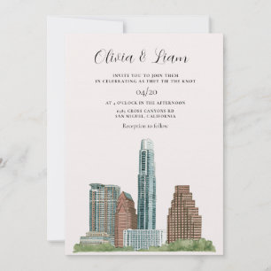 Austin Texas Stadt Skyline Hochzeit Einladung