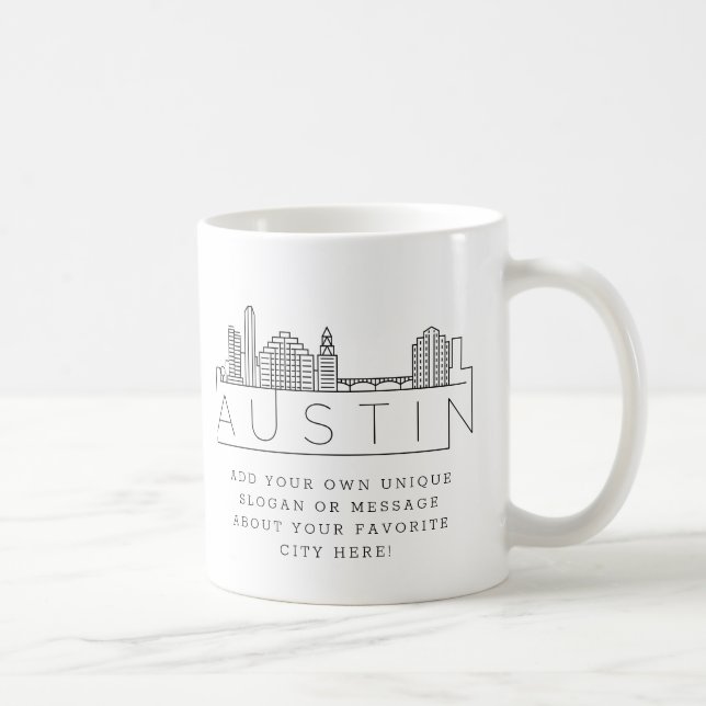 Austin, Texas Stylized Skyline | Benutzerdefiniert Kaffeetasse (Rechts)
