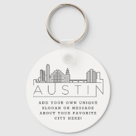 Austin, Texas Stylized Skyline | Benutzerdefiniert Schlüsselanhänger