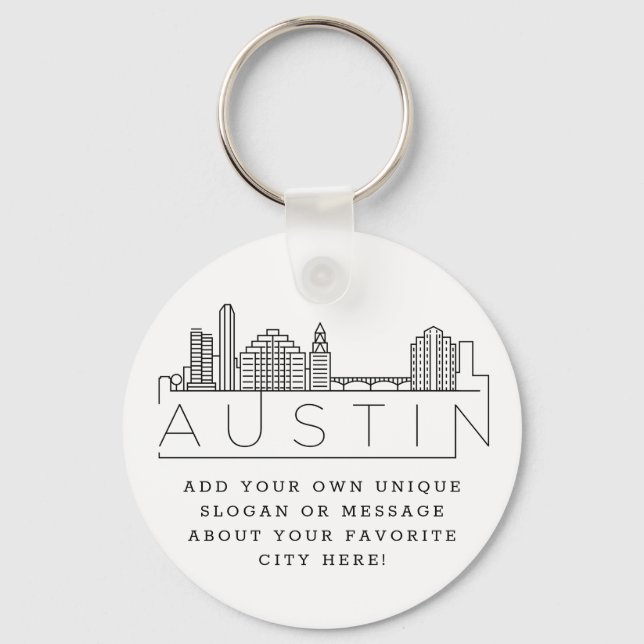 Austin, Texas Stylized Skyline | Benutzerdefiniert Schlüsselanhänger (Vorderseite)