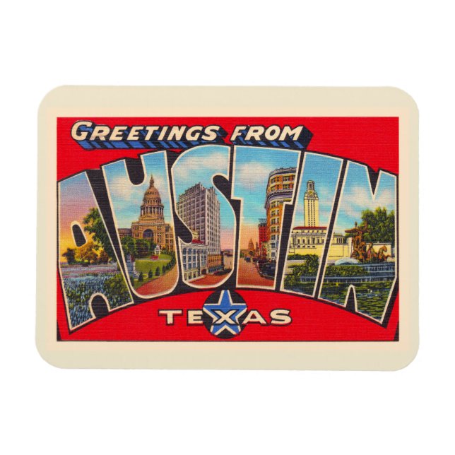 Austin Texas TX Vintager Großbuchstaben Postkarte Magnet (Horizontal)
