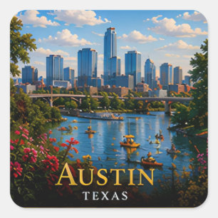Austin Texas USA Live Music Hill Country Reisen 🎸 Quadratischer Aufkleber