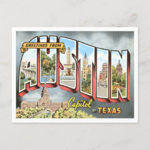 Austin, Texas Vintag Big Letters Postcard Postkarte