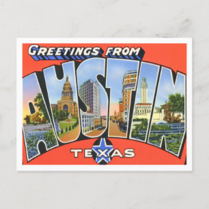 Austin, Texas Vintag Big Letters Postcard Postkarte