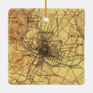 Austin Texas Vintag Map 1910 Keramikornament