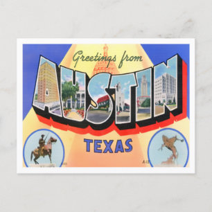 Austin, Texas Vintage Große Buchstaben Postkarte