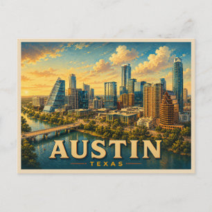Austin Texas Vintage Reise Postkarte