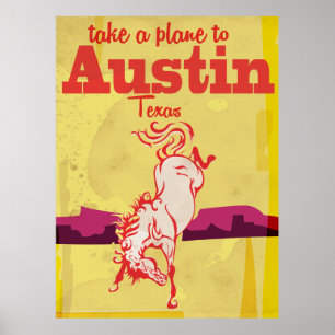 Austin Texas Vintage-Reiseplakat Poster