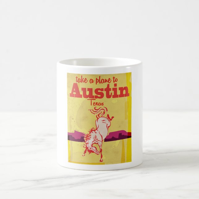 Austin Texas Vintage Reiseposter Kaffeetasse (Mittel)