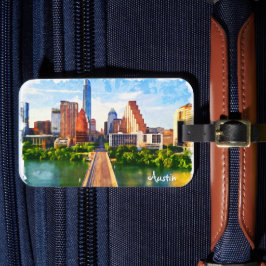 Austin Texas Vintage Travel City Watercolor Gepäckanhänger