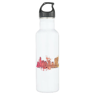 Austin Texas Watercolor Skyline Edelstahlflasche