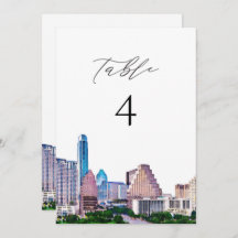 AUSTIN Texas Watercolor Skyline Tischnummer Card