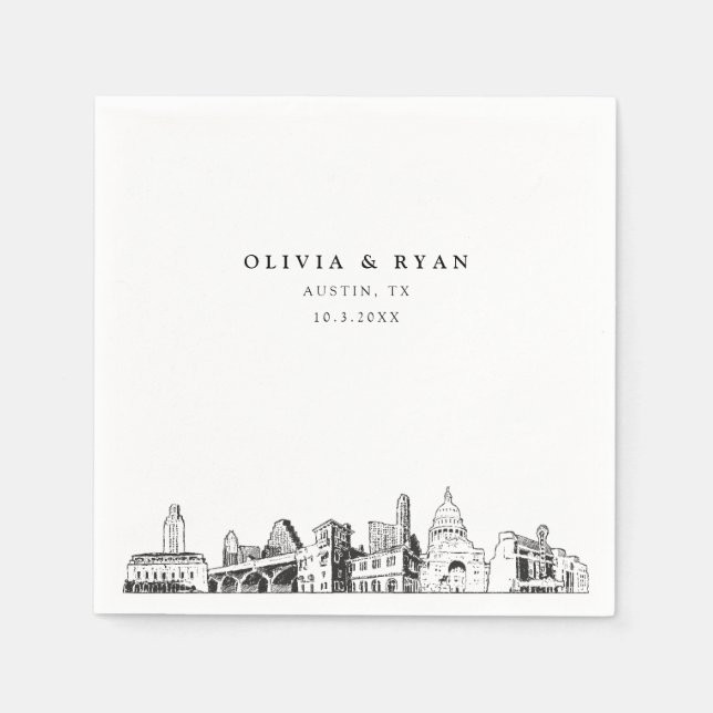 Austin Texas Wedding Cocktail Napkin Serviette (Vorderseite)