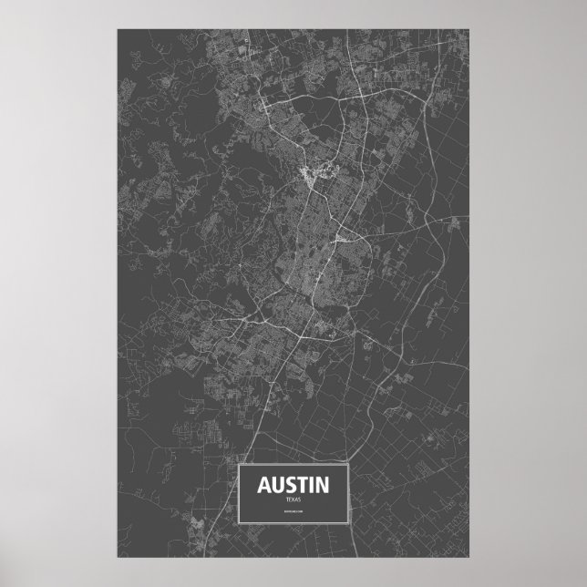 Austin, Texas (weiß auf schwarz) Poster (Vorne)