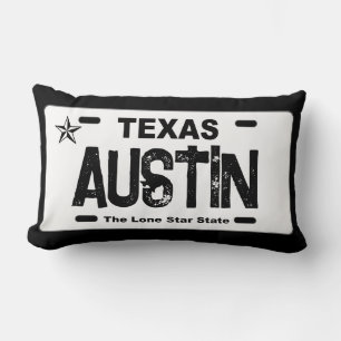 Austin Texas weiße Nummernschild Kopfkissen Lendenkissen
