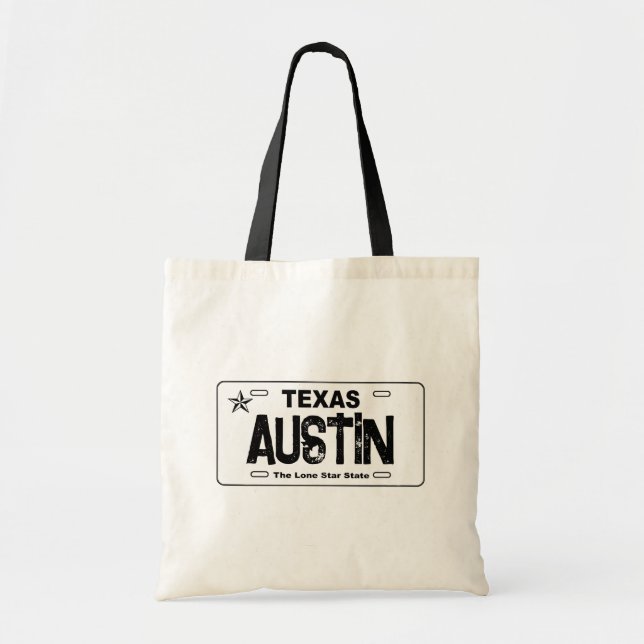Austin Texas weiße Nummernschild Tasche (Vorne)