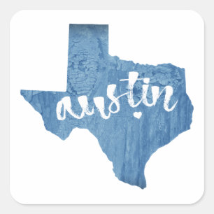 Austin, Texas Wood Grain Quadratischer Aufkleber