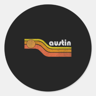 Austin - Vintage Männer Frauen 70er 80er Grafik Co Runder Aufkleber