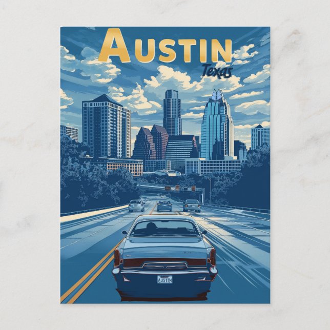 Austin - Vintage Travel Postkarte (Vorderseite)