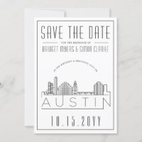 Austin Wedding | Stilisierte Skyline Save the Date