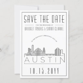 Austin Wedding | Stilisierte Skyline Save the Date Einladung