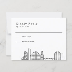 Austin Wedding   Stilisierte Skyline-UAWG RSVP Karte
