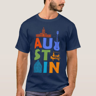Austineas Souvenir Gitarre Music City Austin Freun T-Shirt