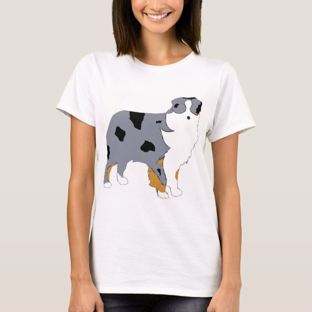 Austraiian Shepherd Blue Merle Silo T-Shirt (Vorderseite)