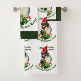 Australan Shepherd Christmas Badhandtuch Set