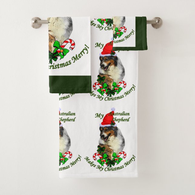 Australan Shepherd Christmas Badhandtuch Set (Insitu)